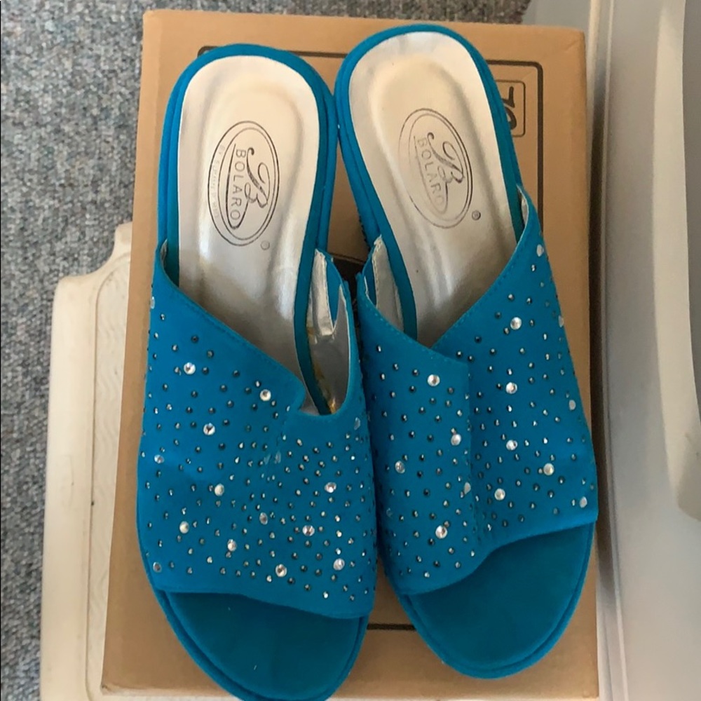 Blue slippers / sandal.